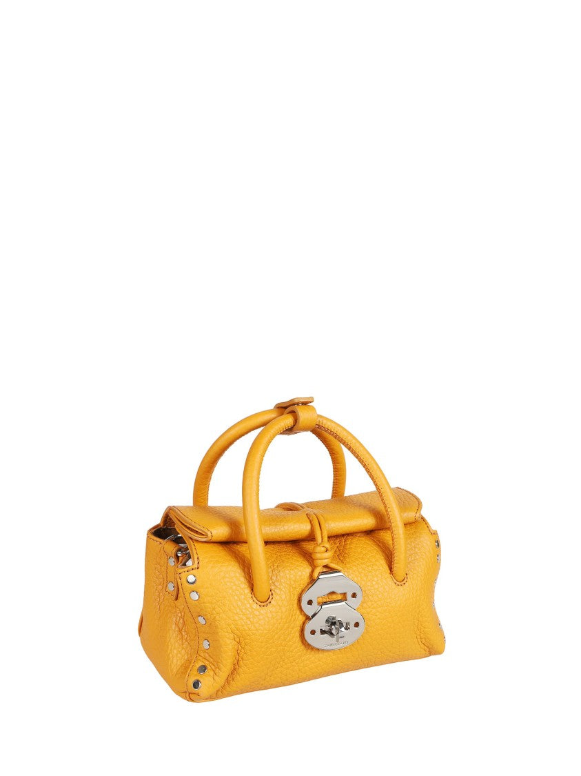 Zanellato Orange Studded Detailing Textured Shoulder Bag