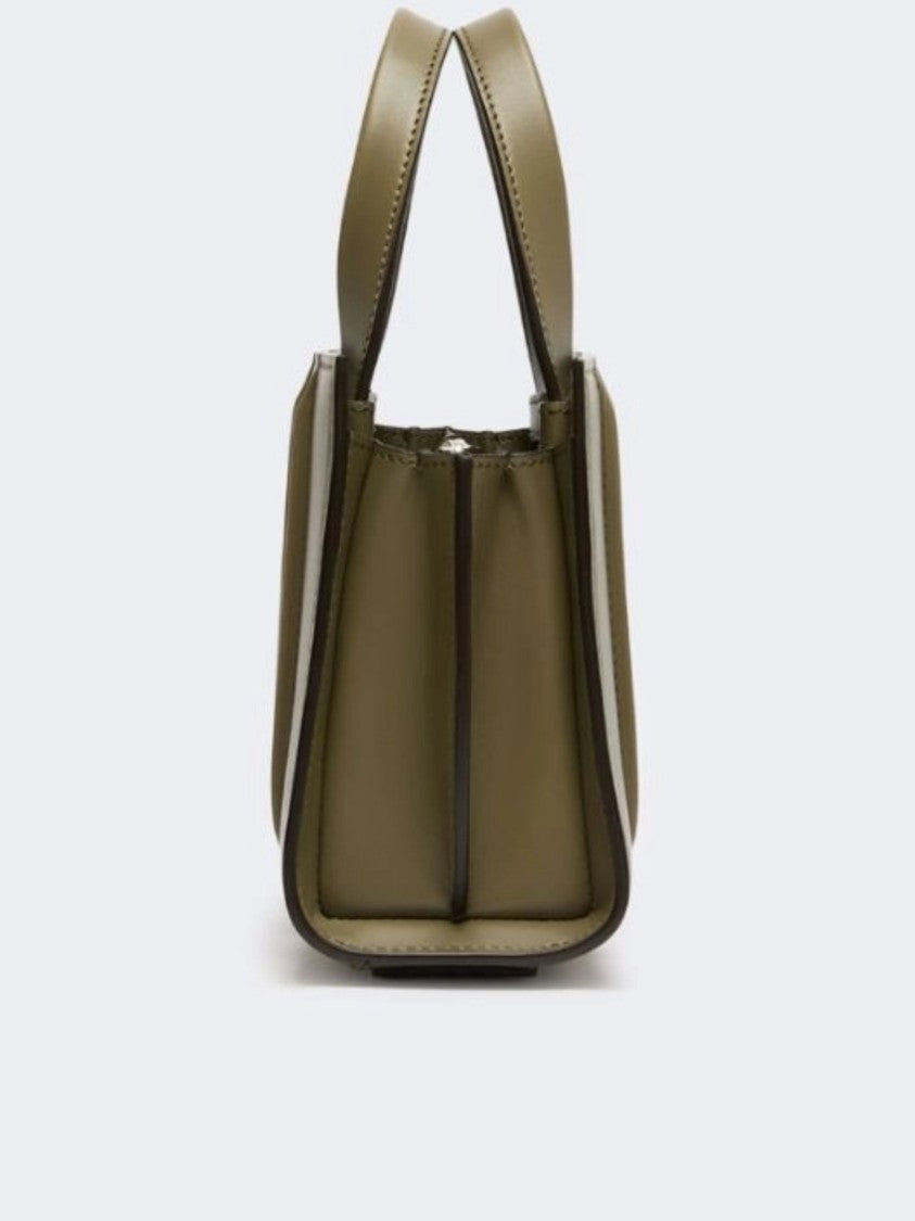 Max Mara Structured Handbag With Vertical Stitched Panels And Adjustable Strap