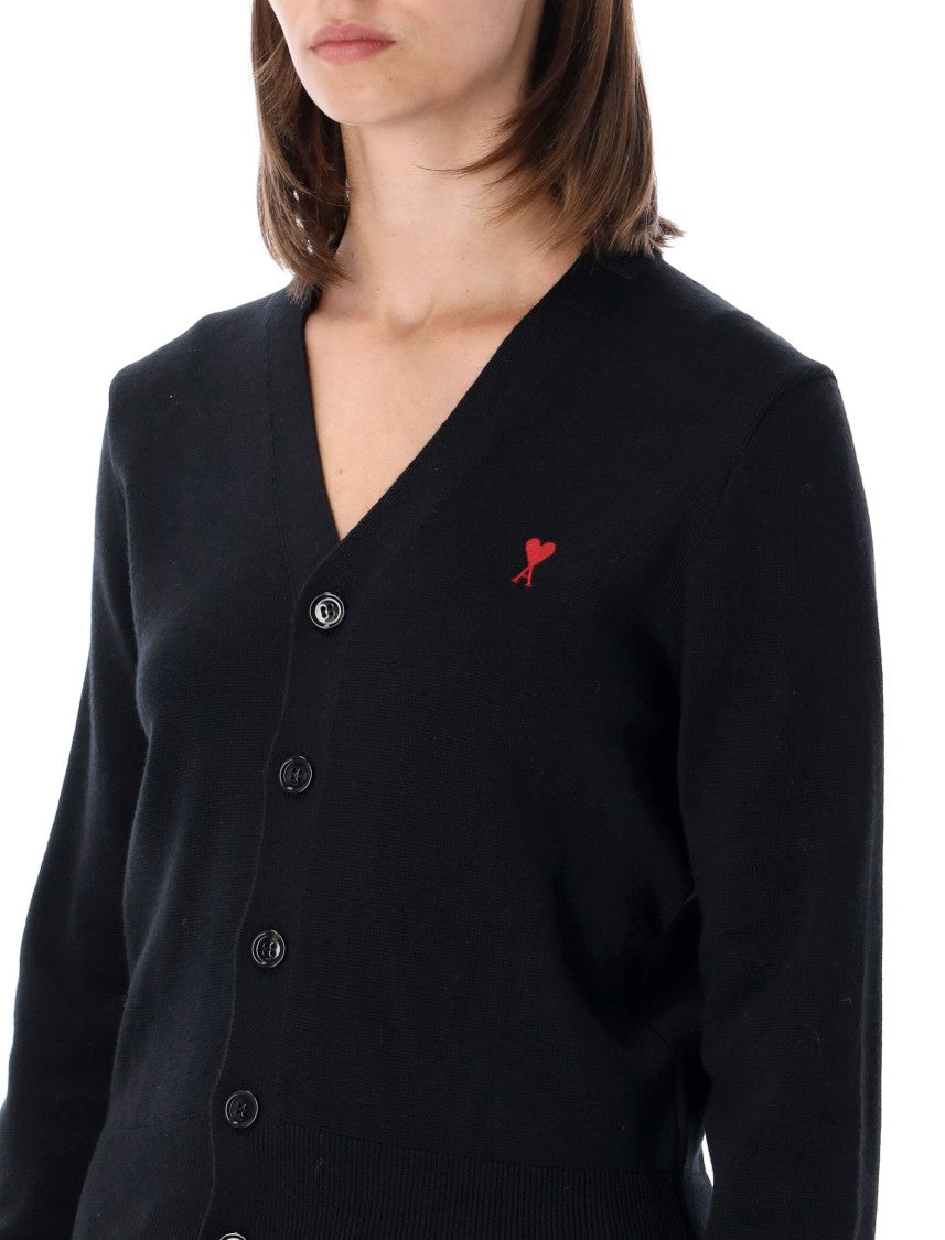 Ami Paris Quota Ami De Coeur V-Neck Wool Cardigan