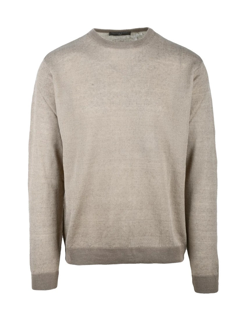 Daniele Fiesoli Beige Fine-Knit Linen-Blend Pullover