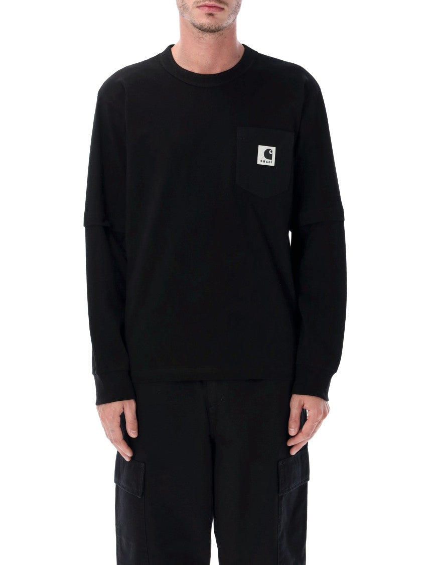 Sacai X Carhartt Wip Cotton Jersey Long-Sleeve T-Shirt