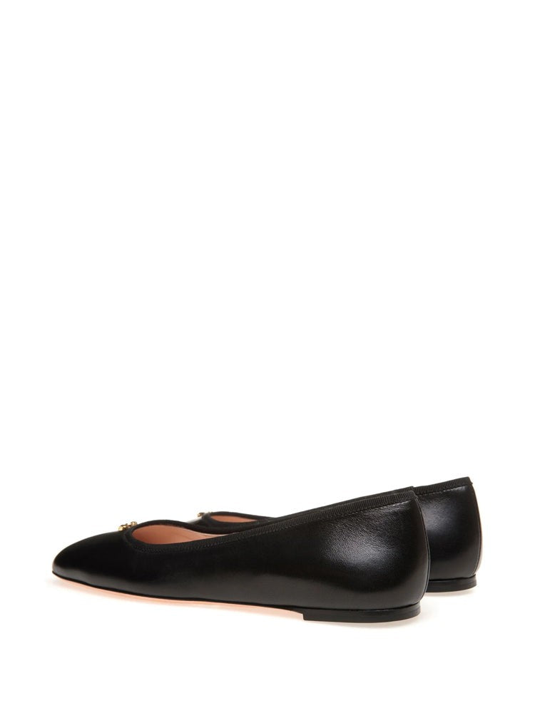 Bally Black Pointed-Toe Sheep Leather Flats