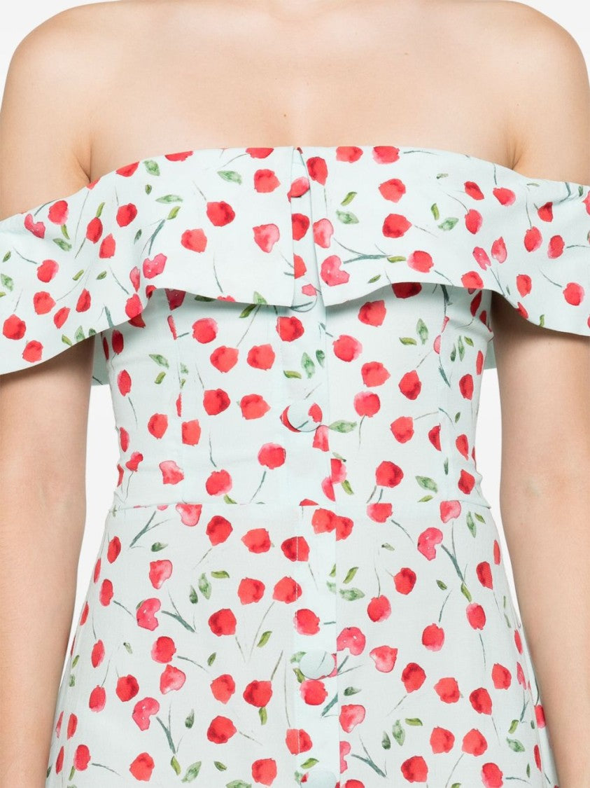 Mar De Margaritas Off-Shoulder Mini Dress With Ruffled Neckline