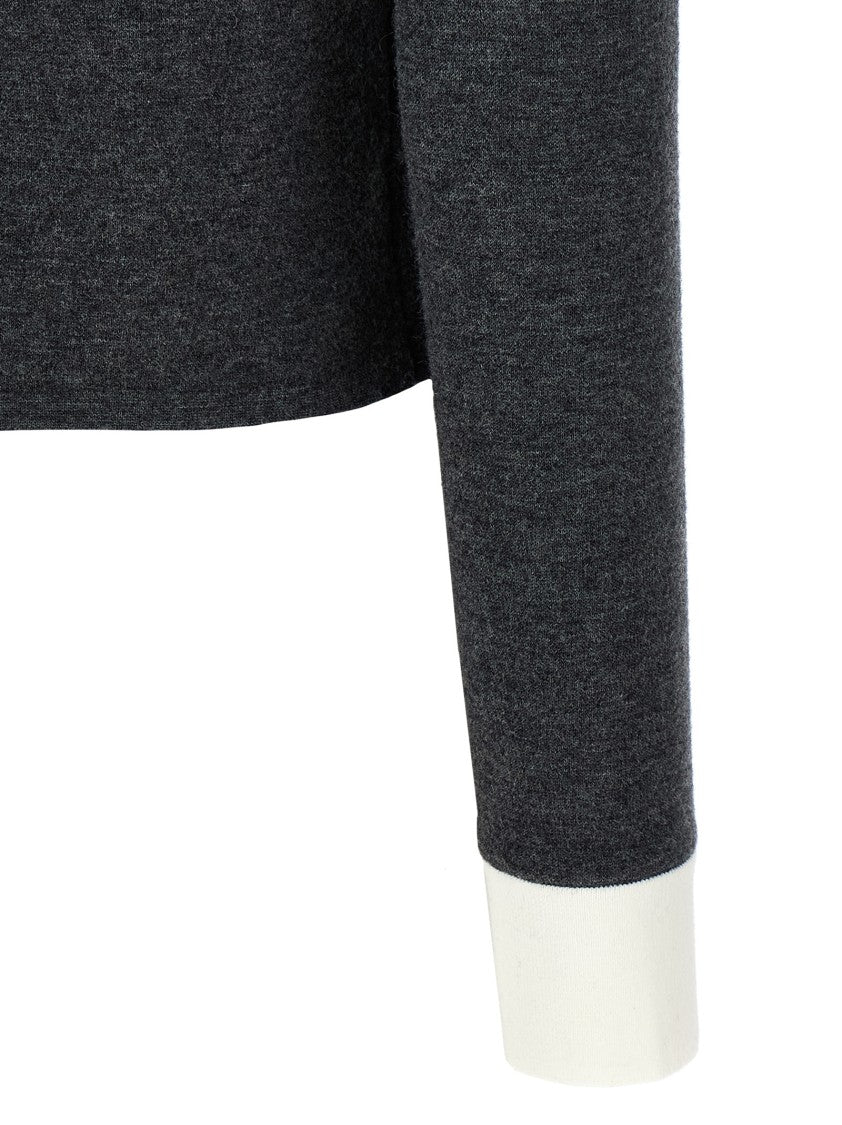 Self-Portrait Grey Contrast Collar' Cardigan