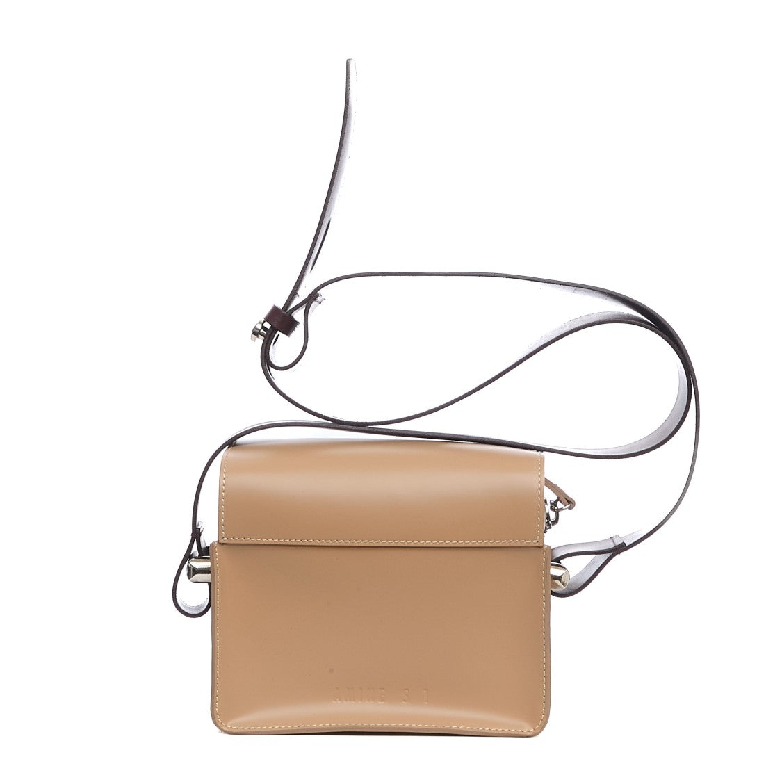 Amine Structured Beige Shoulder Bag With Adjustable Strap