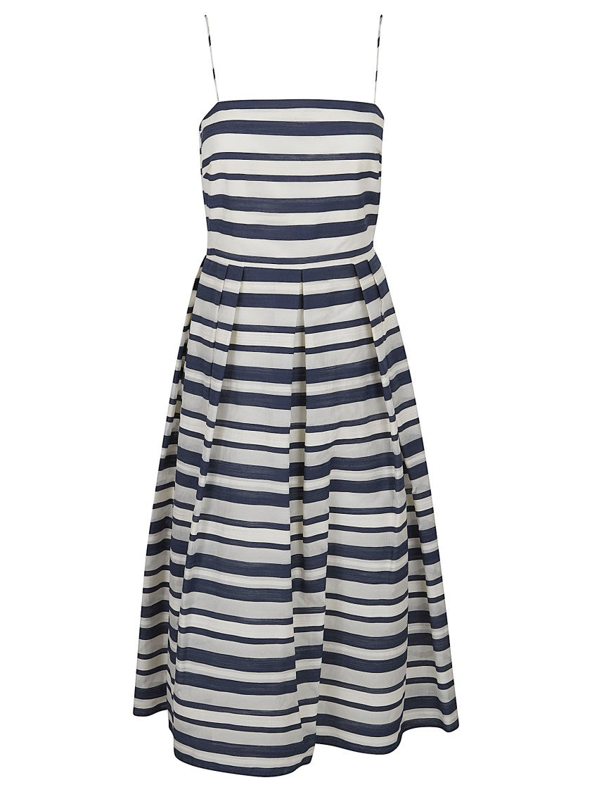 Lauren Woven Striped Fit-And-Flare Dress With Spaghetti Straps