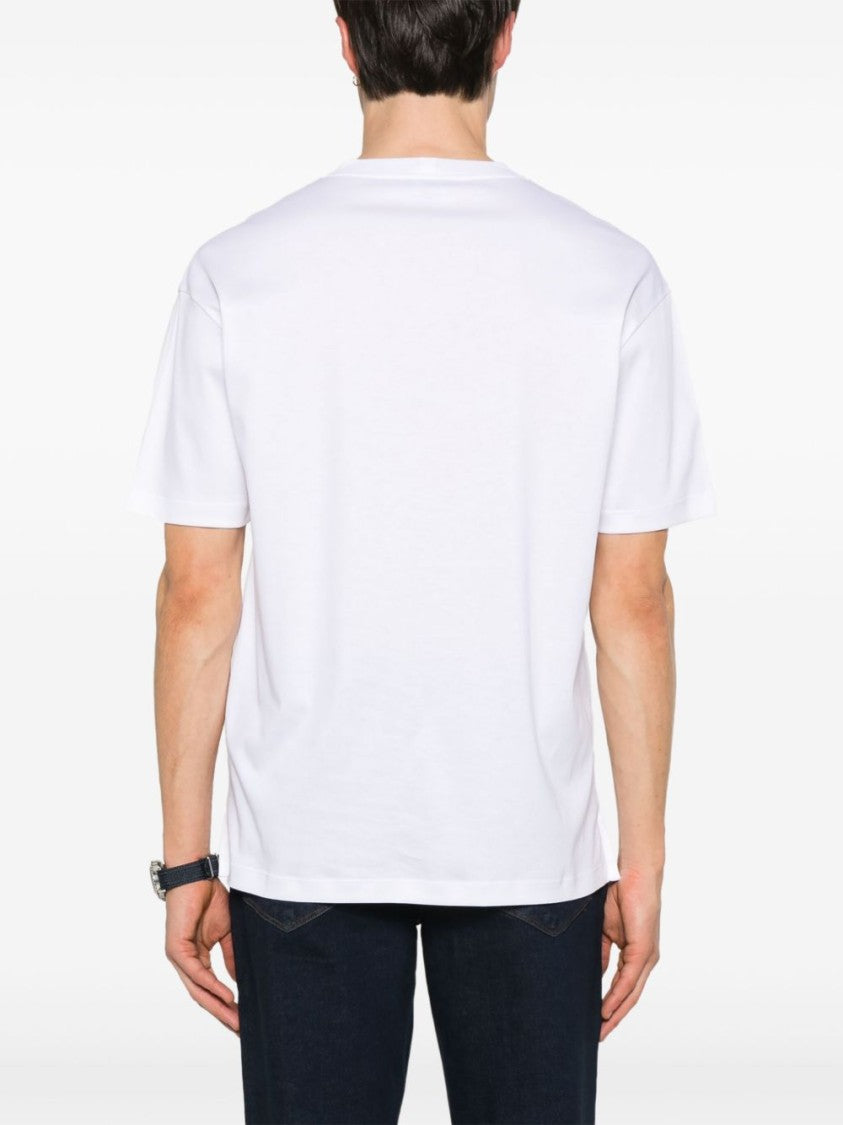 Giorgio Armani Crew Neck White T-Shirt With Minimalist Logo