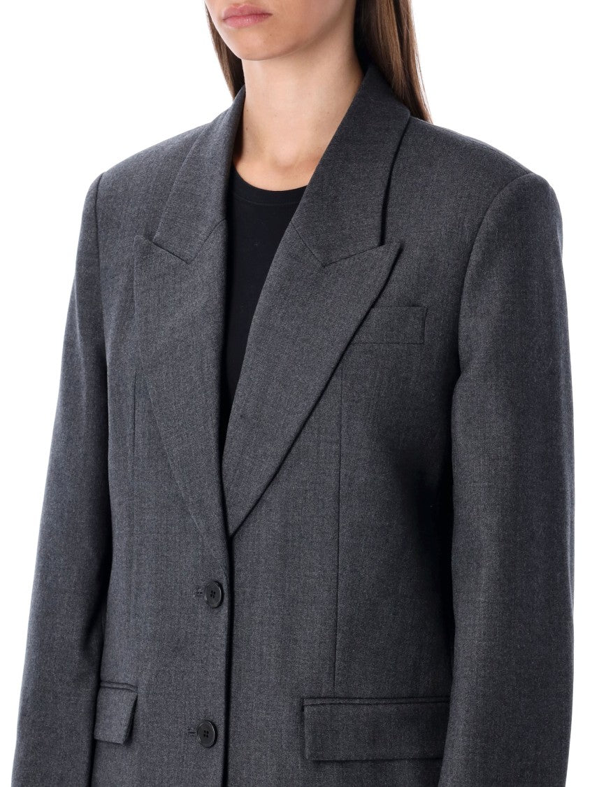 Anine Bing Tailored Oversized Wool Blazer With Classic Lapels