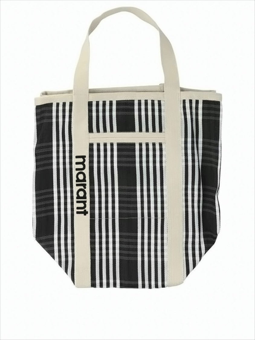 Isabel Marant Plaid Tote Bag With Cream Handles