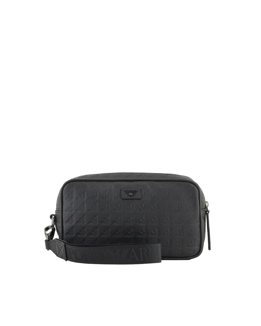 Emporio Armani Eagle Embossed Leather Clutch Bag