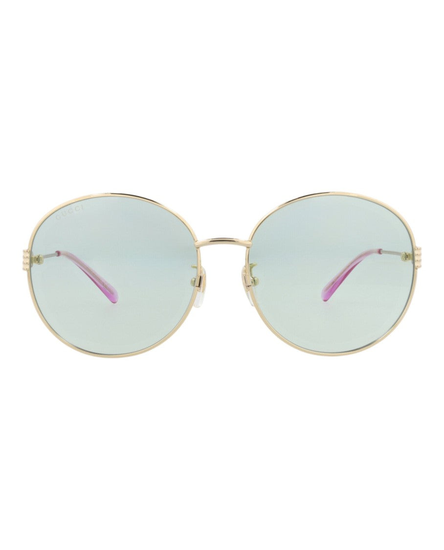 Gucci Round-Frame Metal Sunglasses With Gradient Lenses