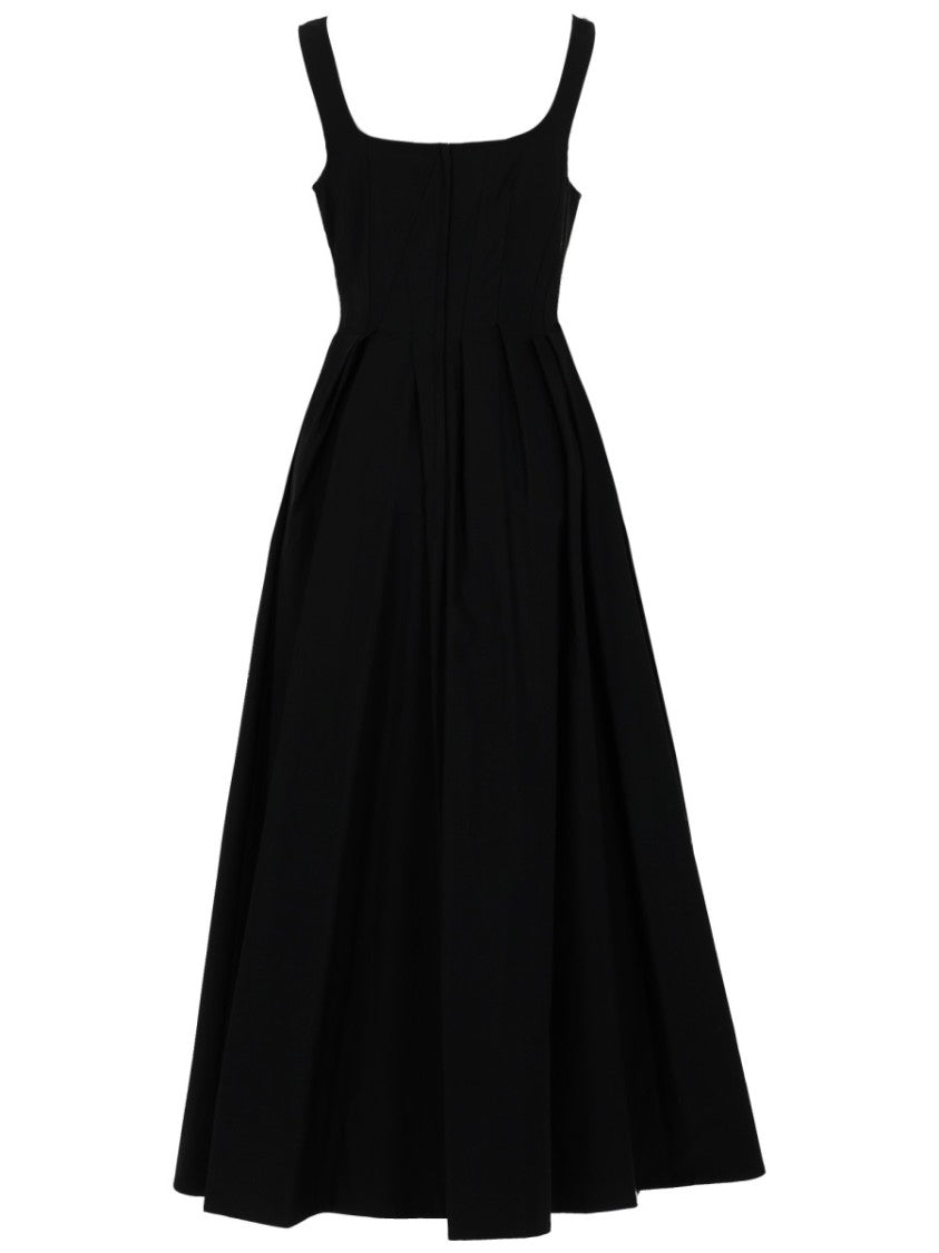 Sportmax Maxi Dress With Square Neckline And Gathered Skirt