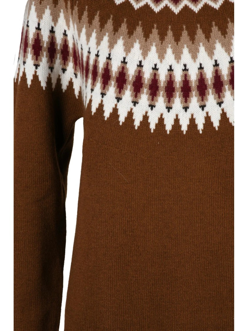 Be You Turtleneck Sweater In 100% Cashmere With Geometric Pattern