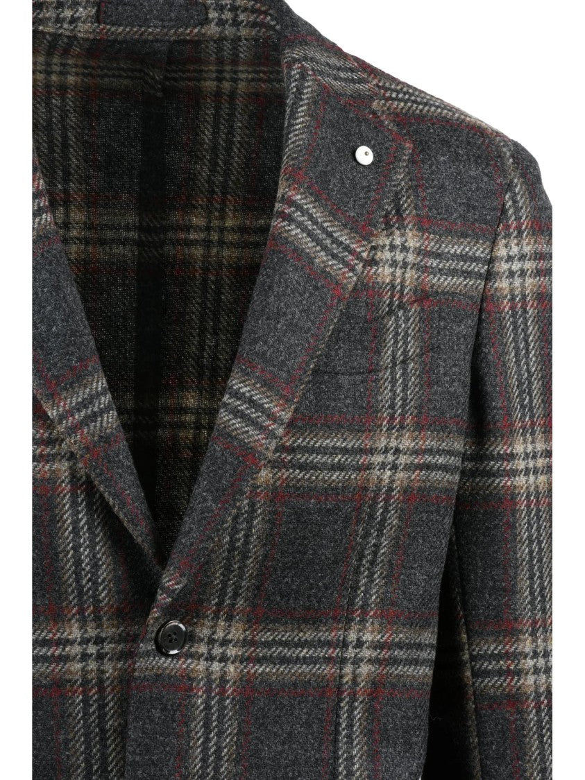 L.B.M. 1911 Rounded Virgin Wool Jacket With Classic Plaid Design