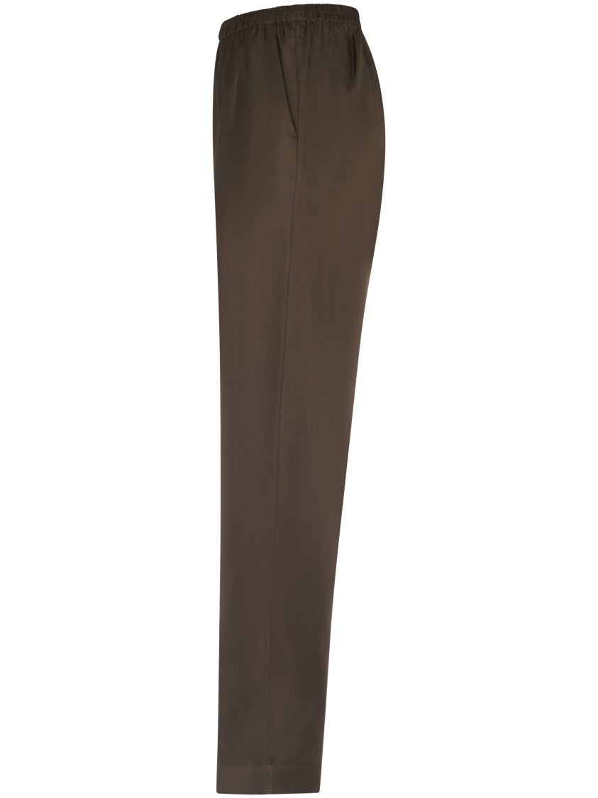 Loulou Studio Relaxed Fit Wide Leg Silk Trousers