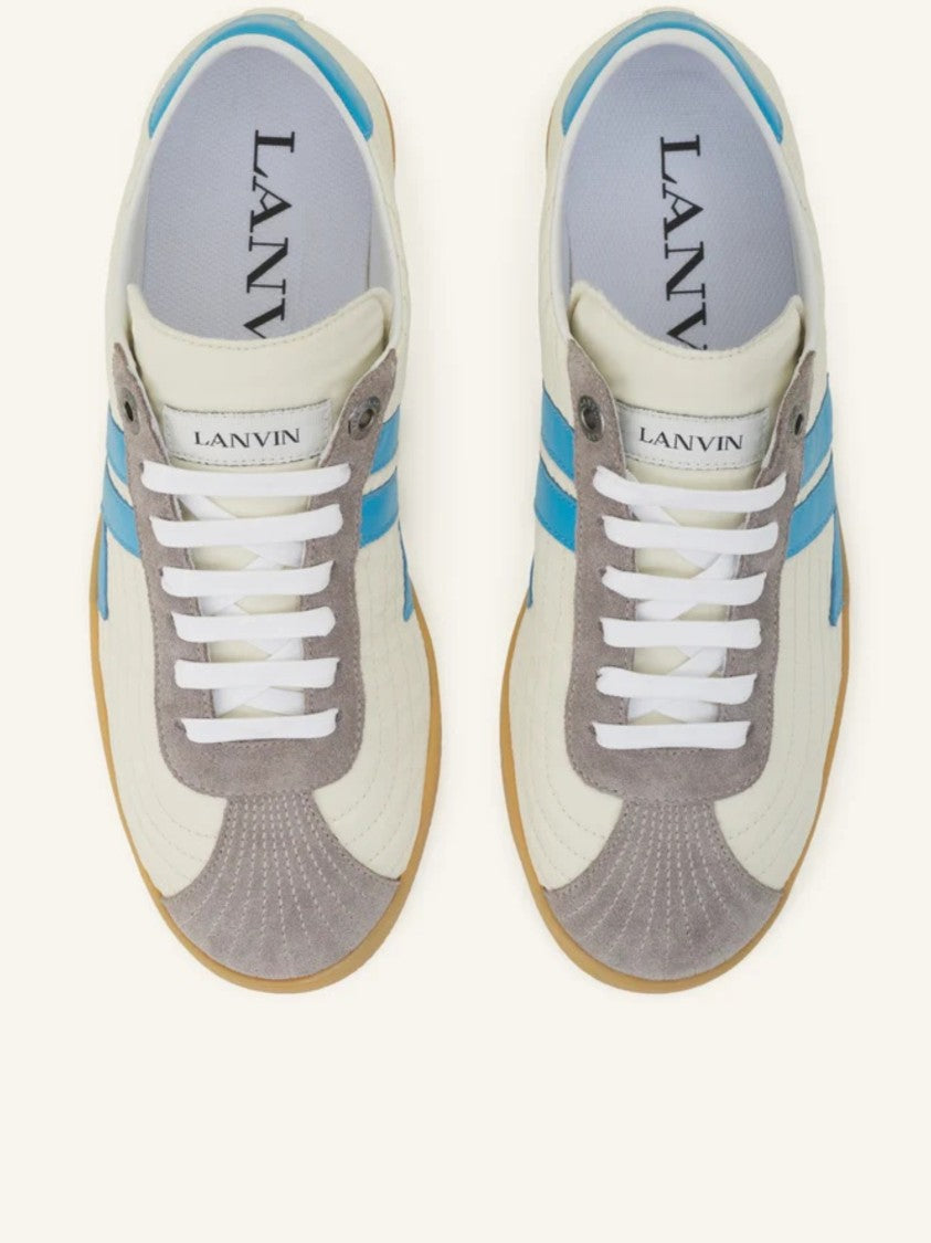 Lanvin Quilted Nylon Sneakers With Suede Overlays And Logo Stripe