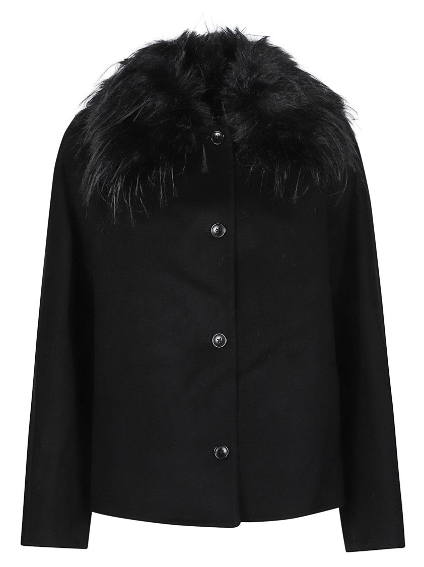 Loulou De Saison Rafe Faux Fur Collar Wool-Cashmere Jacket