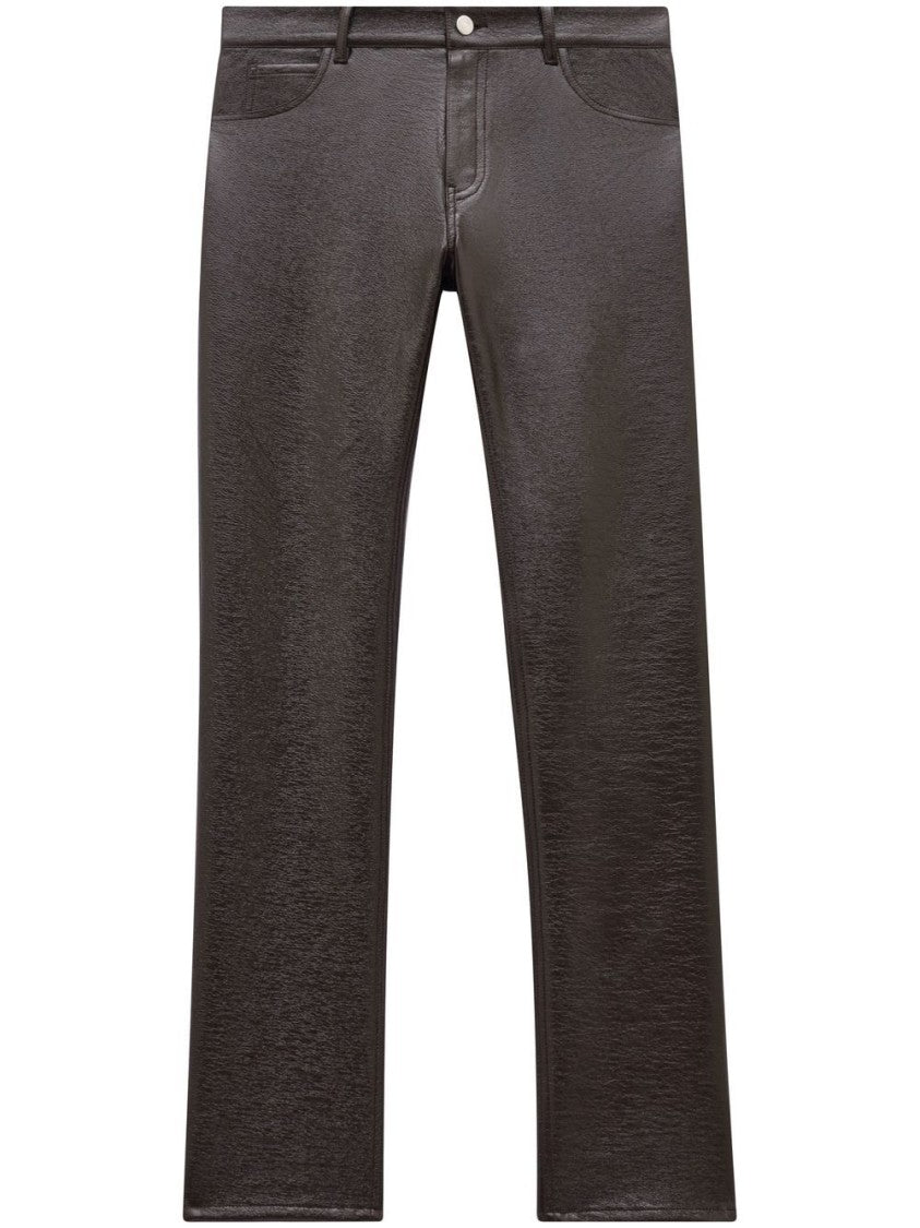 Courrèges Straight-Leg Chocolate Brown Faux-Leather Trousers