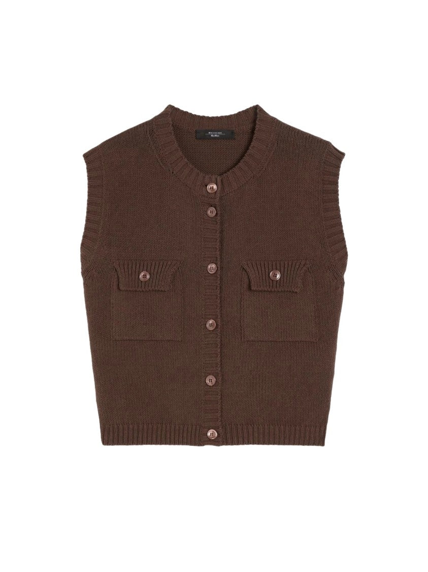 Max Mara Chocolate Brown Caprara Knit Vest
