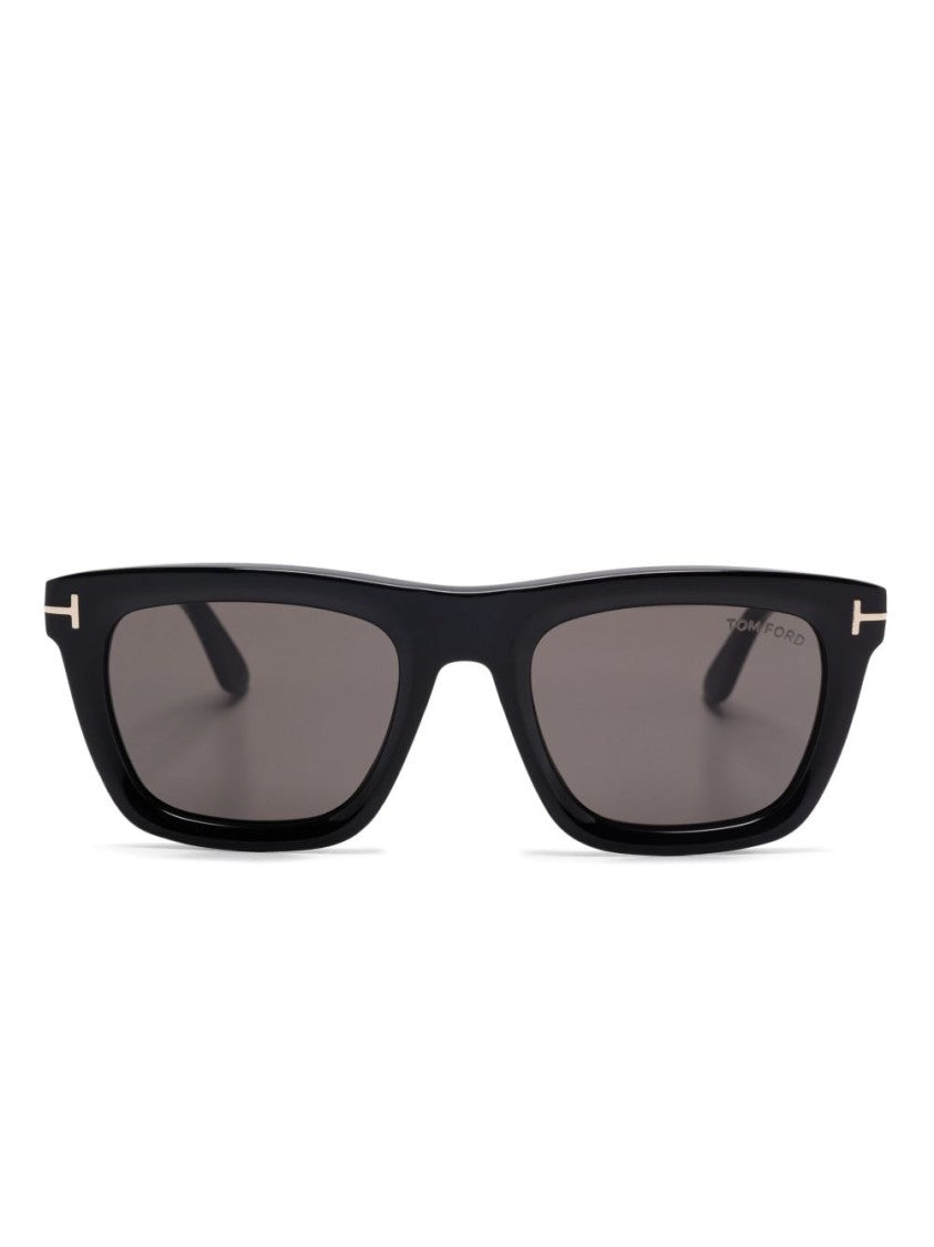 Tom Ford Rectangular Black Sunglasses With Metallic Accents