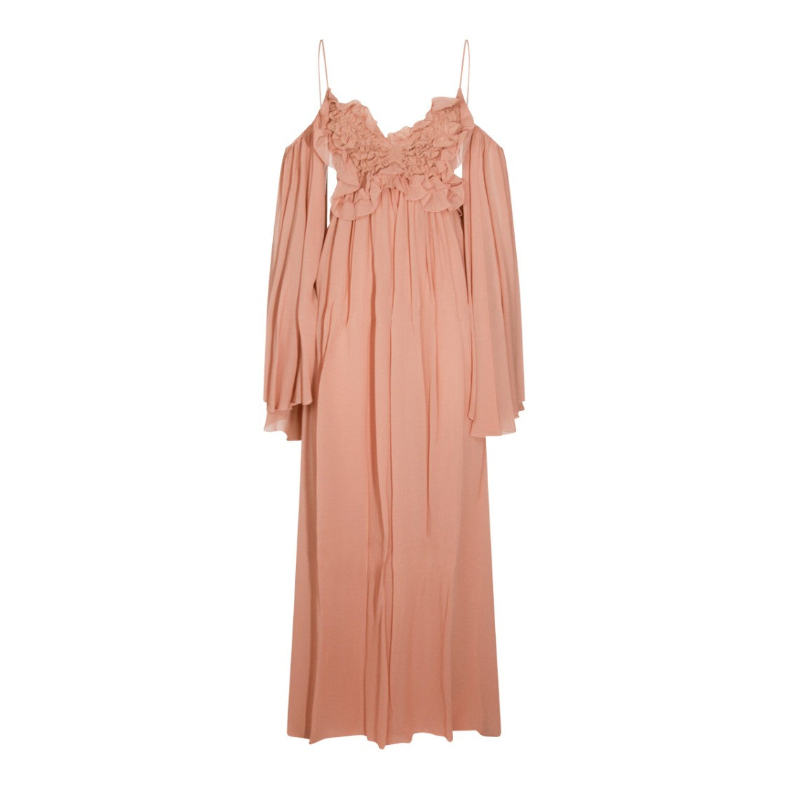 Blumarine Viscose Maxi Dress With Asymmetric Hem And Ruffle Detail