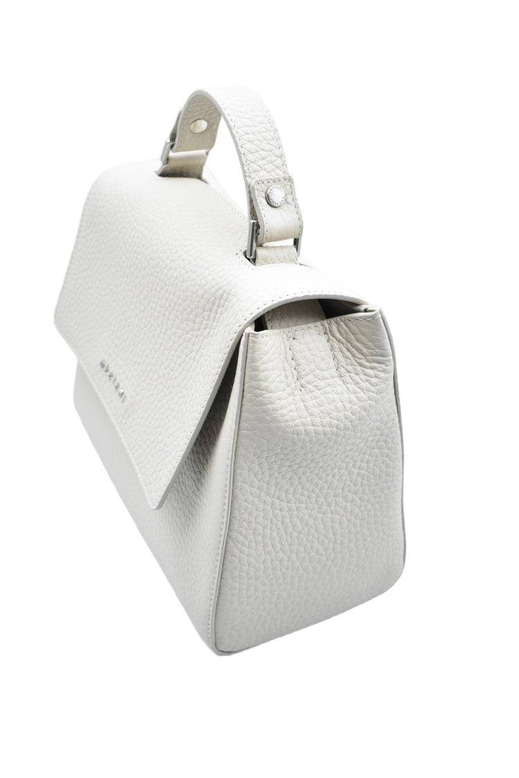 Orciani Textured Ivory Handbag With Magnetic Flap Closure