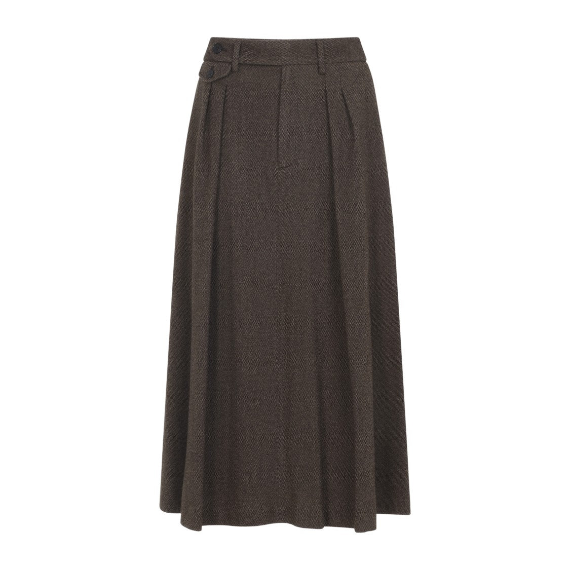 Polo Ralph Lauren Maxi Skirt In Textured Brown Wool