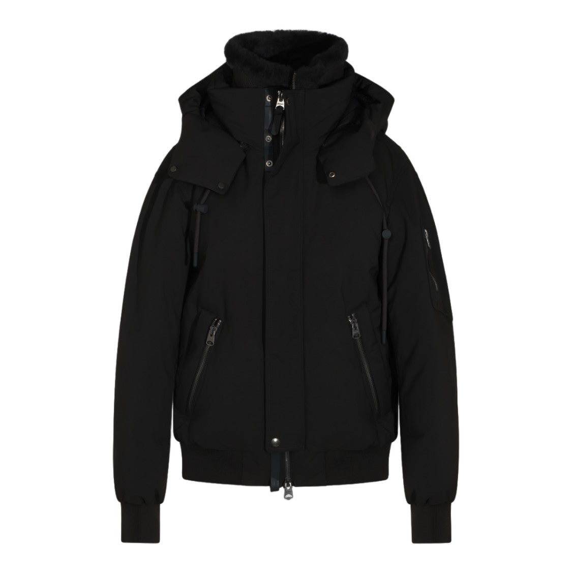 Mackage Quilted Black Coat With High Collar And Detachable Hood
