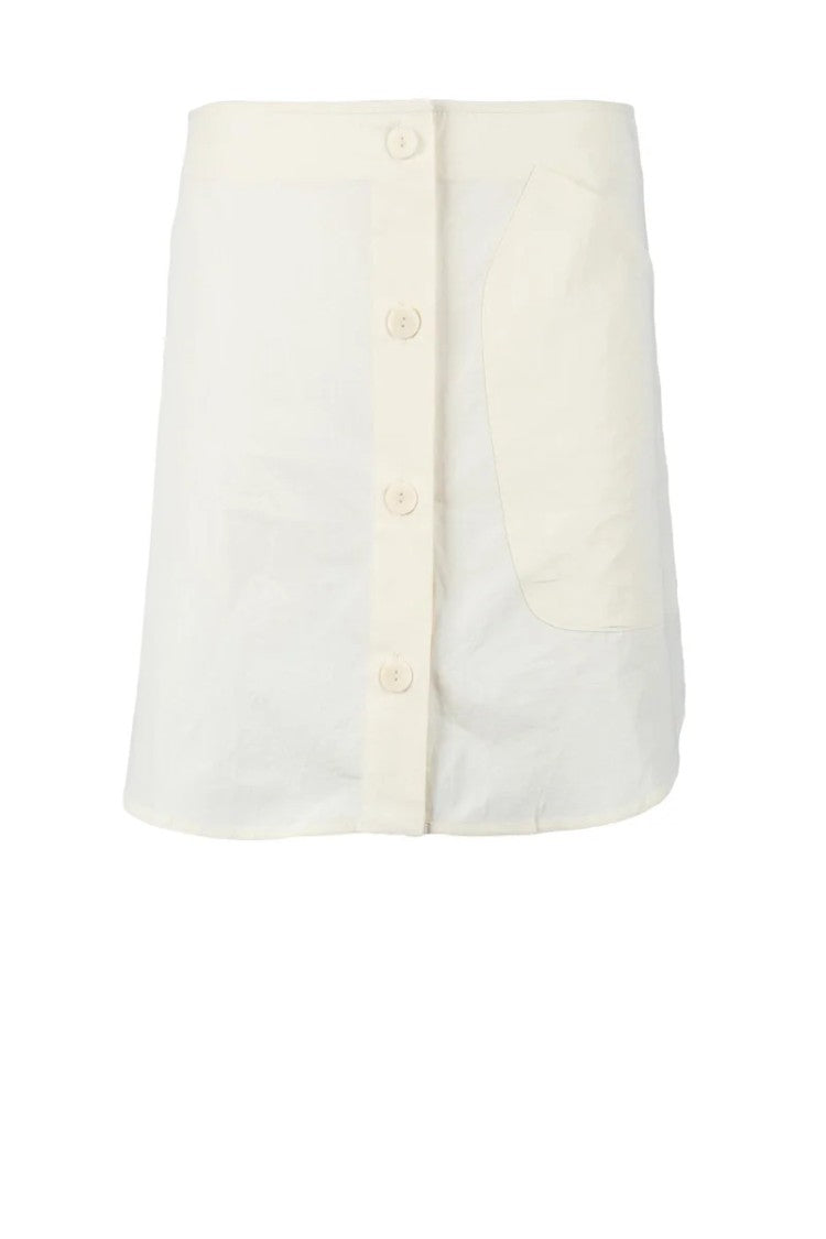 Mlo By Malloni White Straight Cotton Mini Skirt