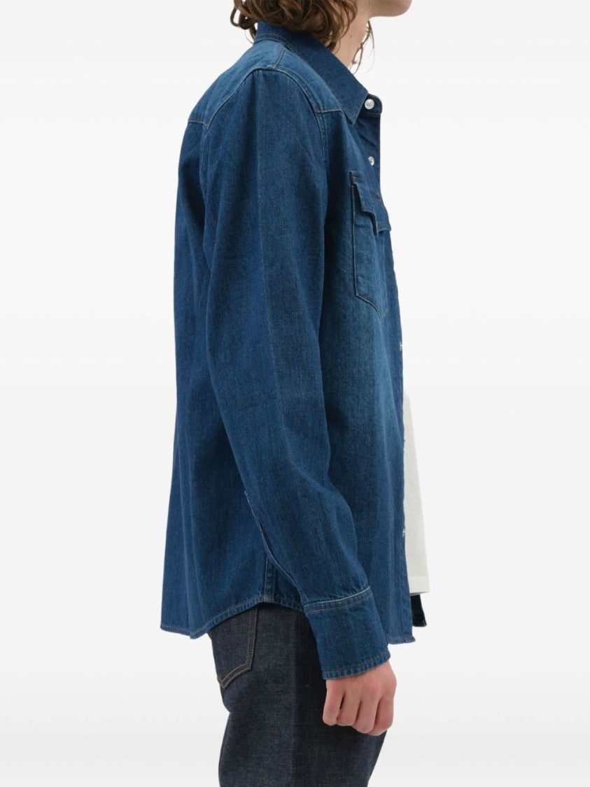 A.P.C. Blue Chest Flap Pockets Denim Shirt