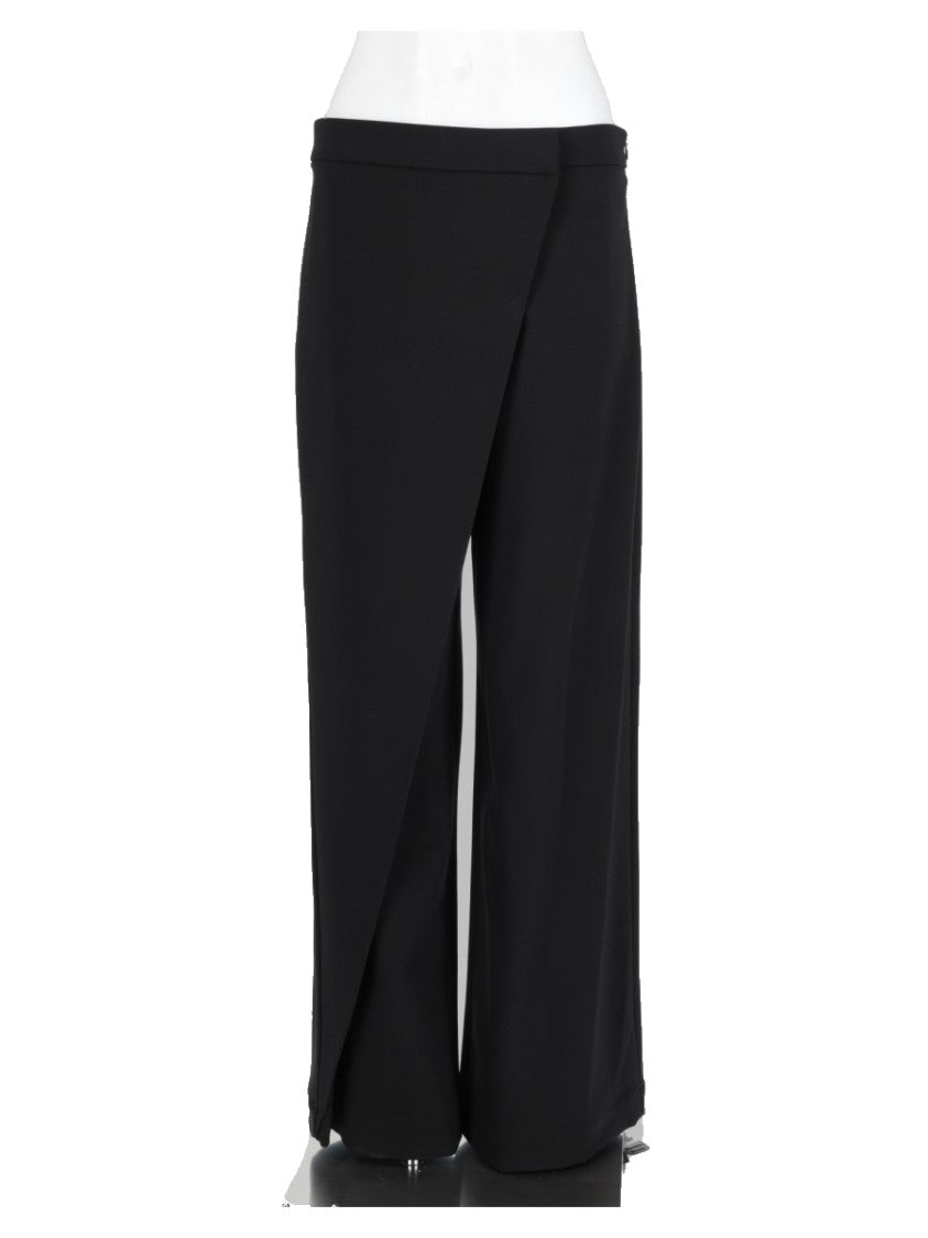 Nine In The Morning Black Asymmetrical Viscose-Blend Wide-Leg Pants