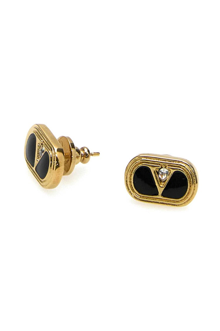 Valentino Garavani Two-Tone Enamel And Metal Vlogo Earrings