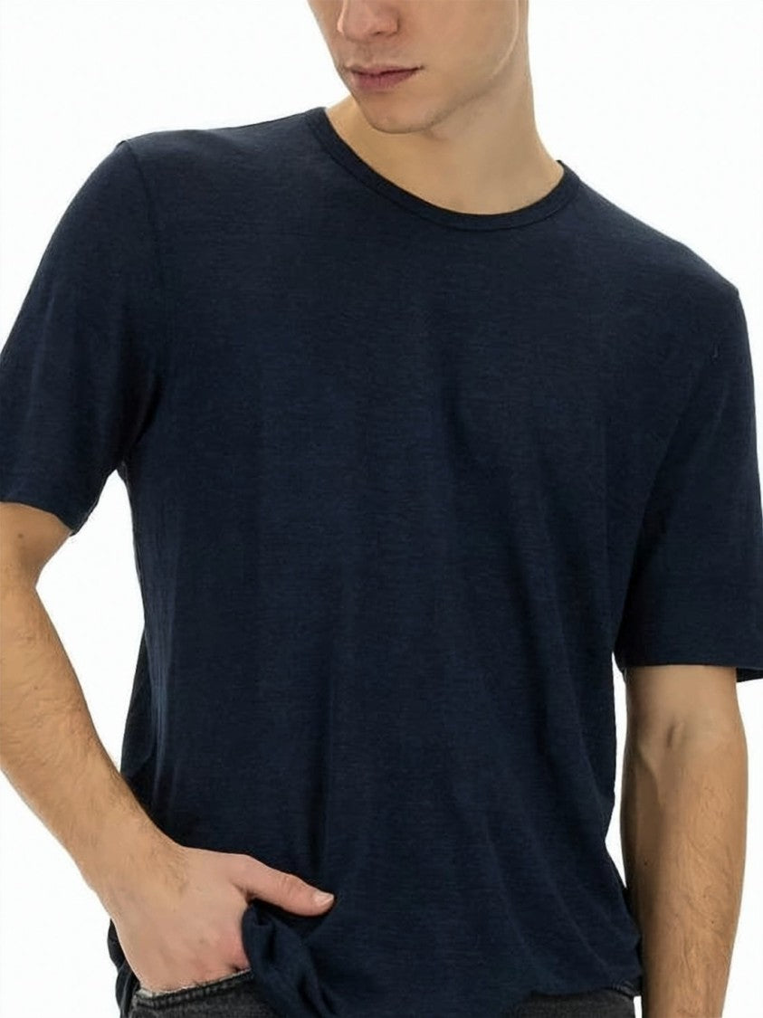 Lardini Relaxed Fit Deep Navy Linen T-Shirt
