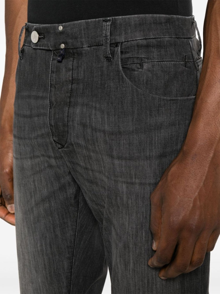 Incotex Black Pantalone Slim-Fit Washed Denim Pants