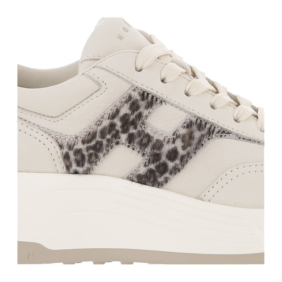 Hogan White Hi-Fi Animal Print Leather Sneakers