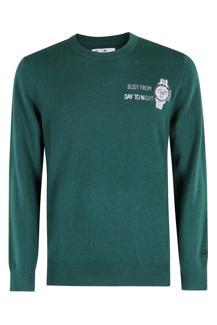 Mc2 Saint Barth Green Light Ribbed-Collar Sweater