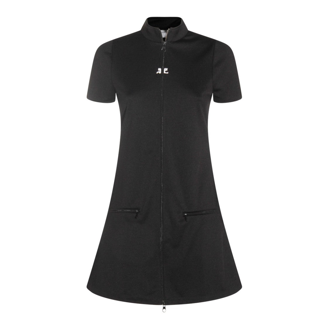 Courrèges Black Midi Dress With High Collar