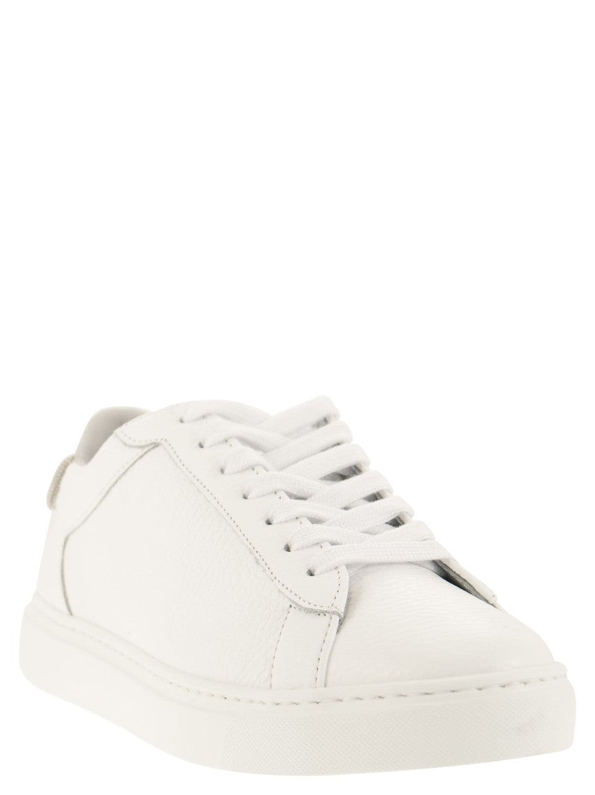 Fabiana Filippi Lace-Up Leather Sneakers With Shiny Accents