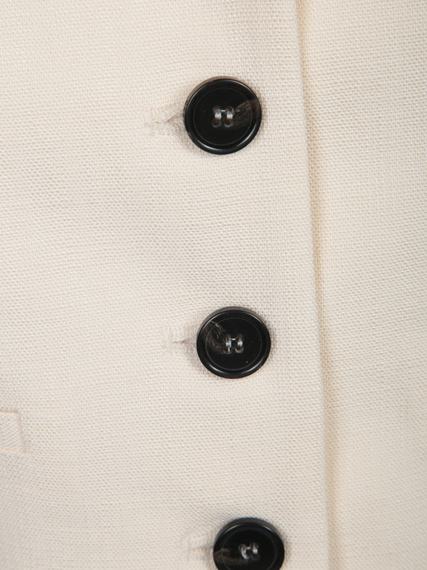 Msgm Tailored White Vest With Deep V-Neckline