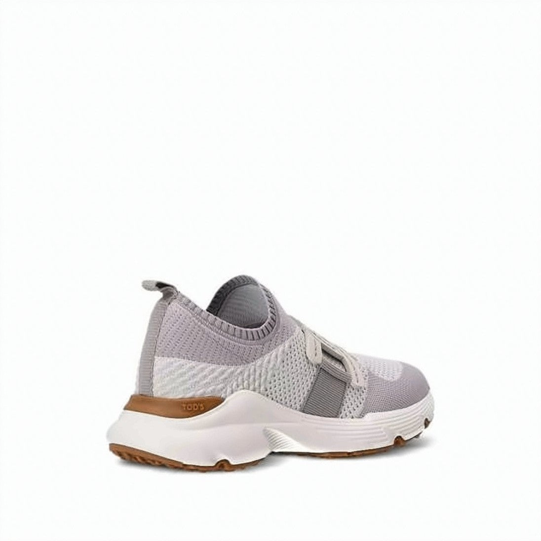 Tod's Knitted Grey Sneakers With Leather Accents