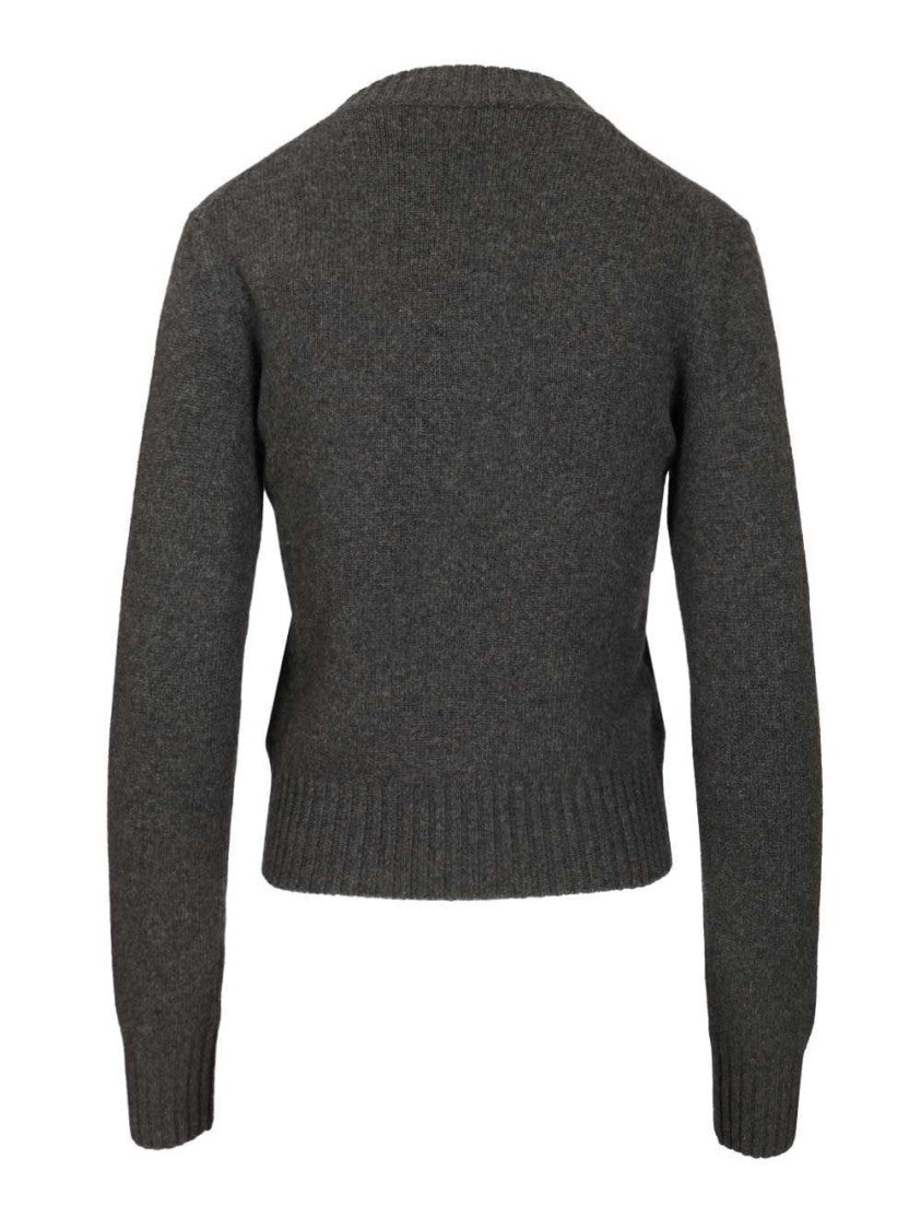 Ami Paris Fine Knit Cashmere Sweater With Classic Crew Neckline