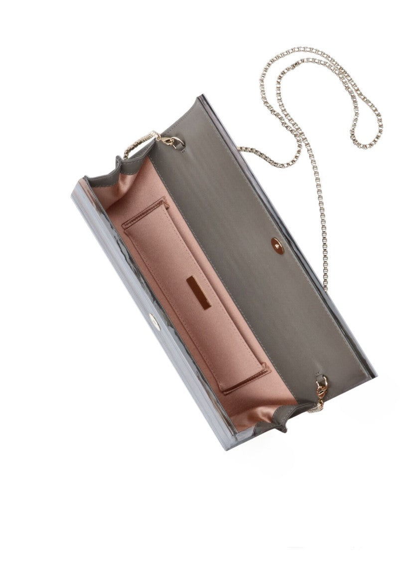 Jimmy Choo Grey Sweetie Acrylic Glitter Clutch