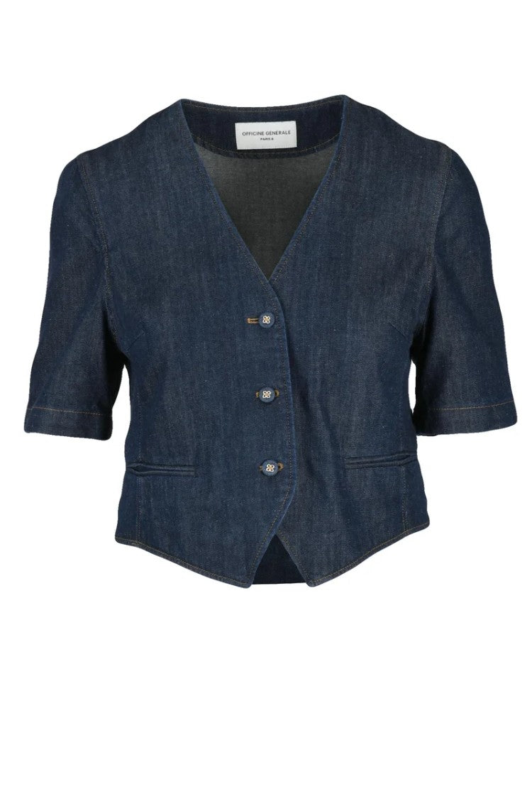 Officine Generale Bolero Jacket Cotton/Lyocell/Modal - Blue