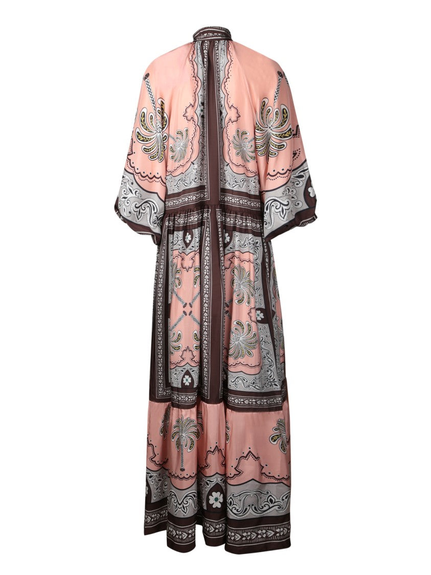 La Double J Maxi Silk Dress With Bow-Detail