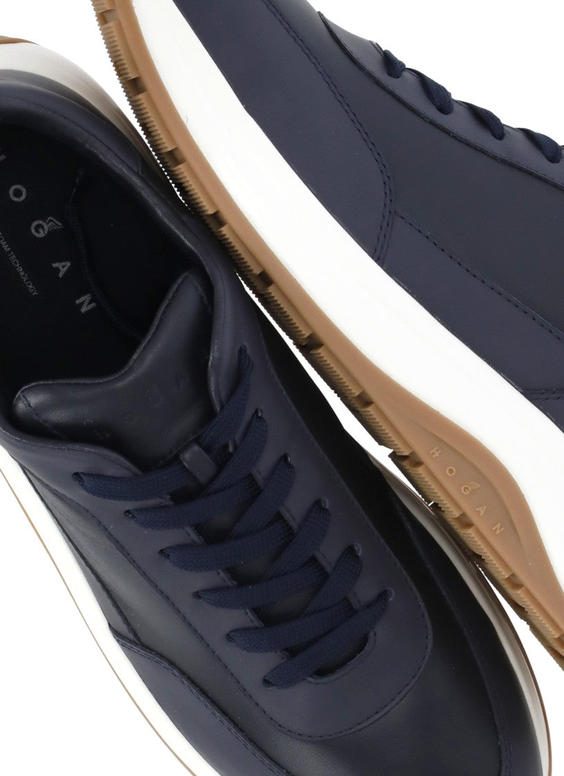 Hogan Blue Leather Low-Top Sneakers