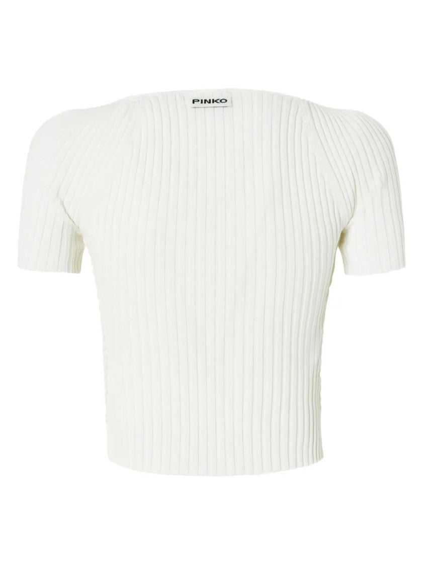 Pinko Ribbed Cropped Top With Sculptural Design