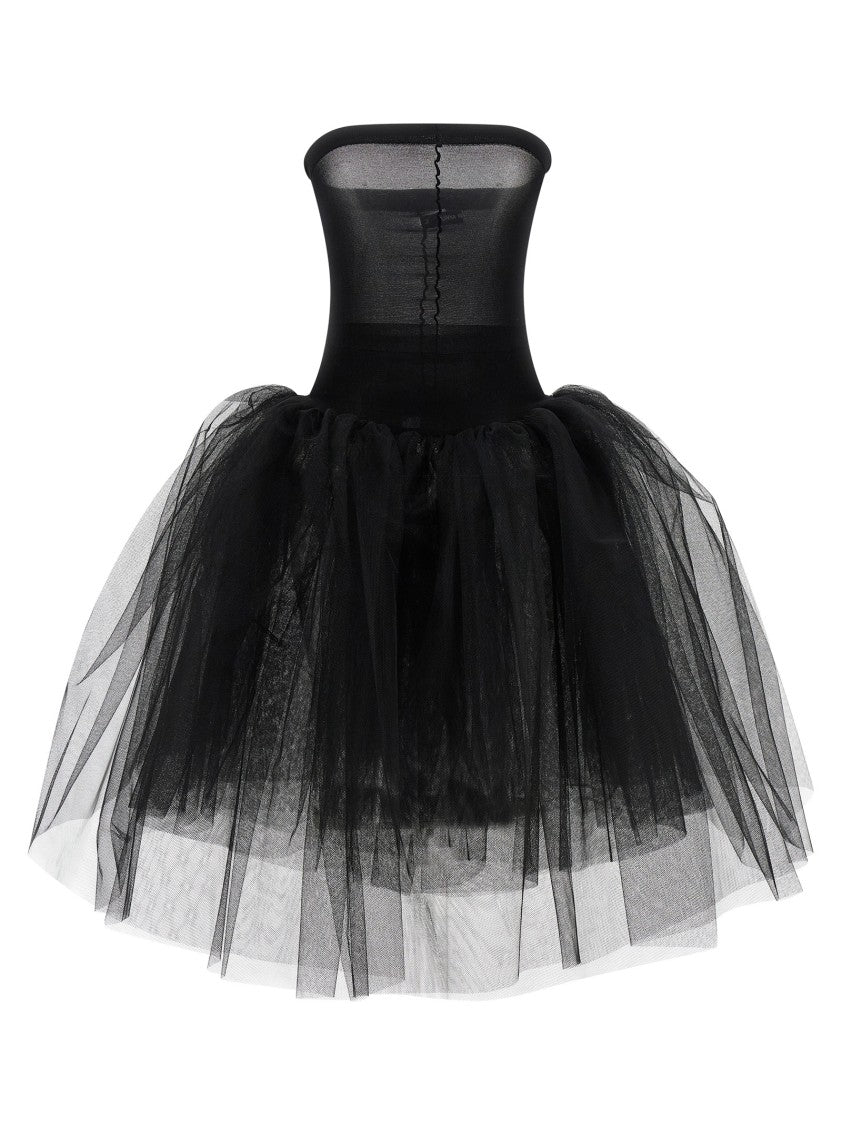 Junya Watanabe Structured Tulle Midi Dress With Off-The-Shoulder Design
