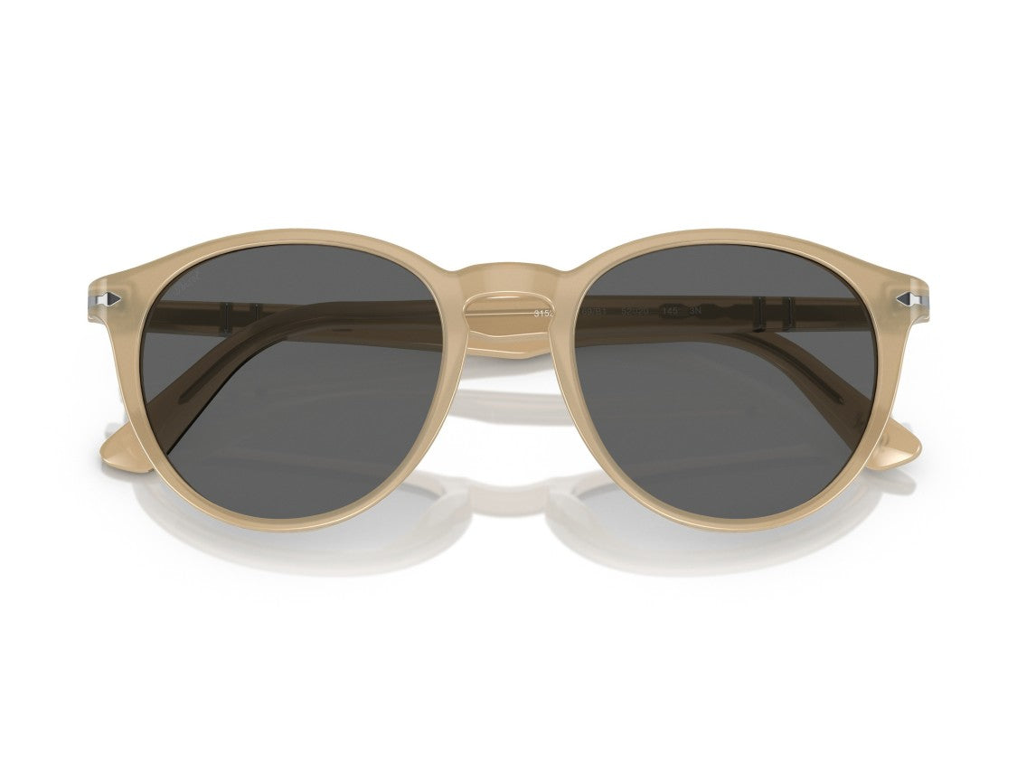 Persol 0Po3152s Rounded Translucent Beige Acetate Sunglasses