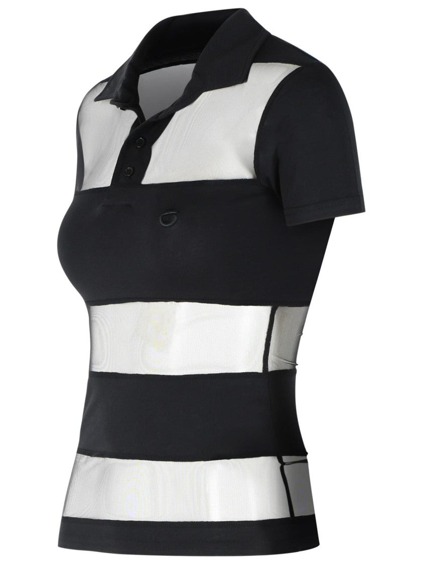 Coperni 'Striped' Black Cotton Blend Polo Shirt