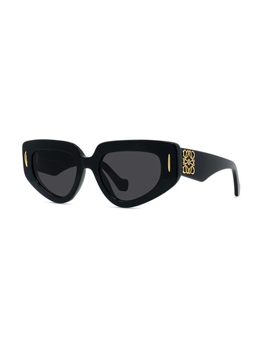 Loewe Angular Black Sunglasses With Gold Accents